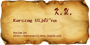 Karczag Uljána névjegykártya